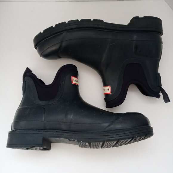 Hunter Navy Blue Ankle Booties Rubber Original Wellie Galosh Rain Boots Women 7 - Picture 9 of 16